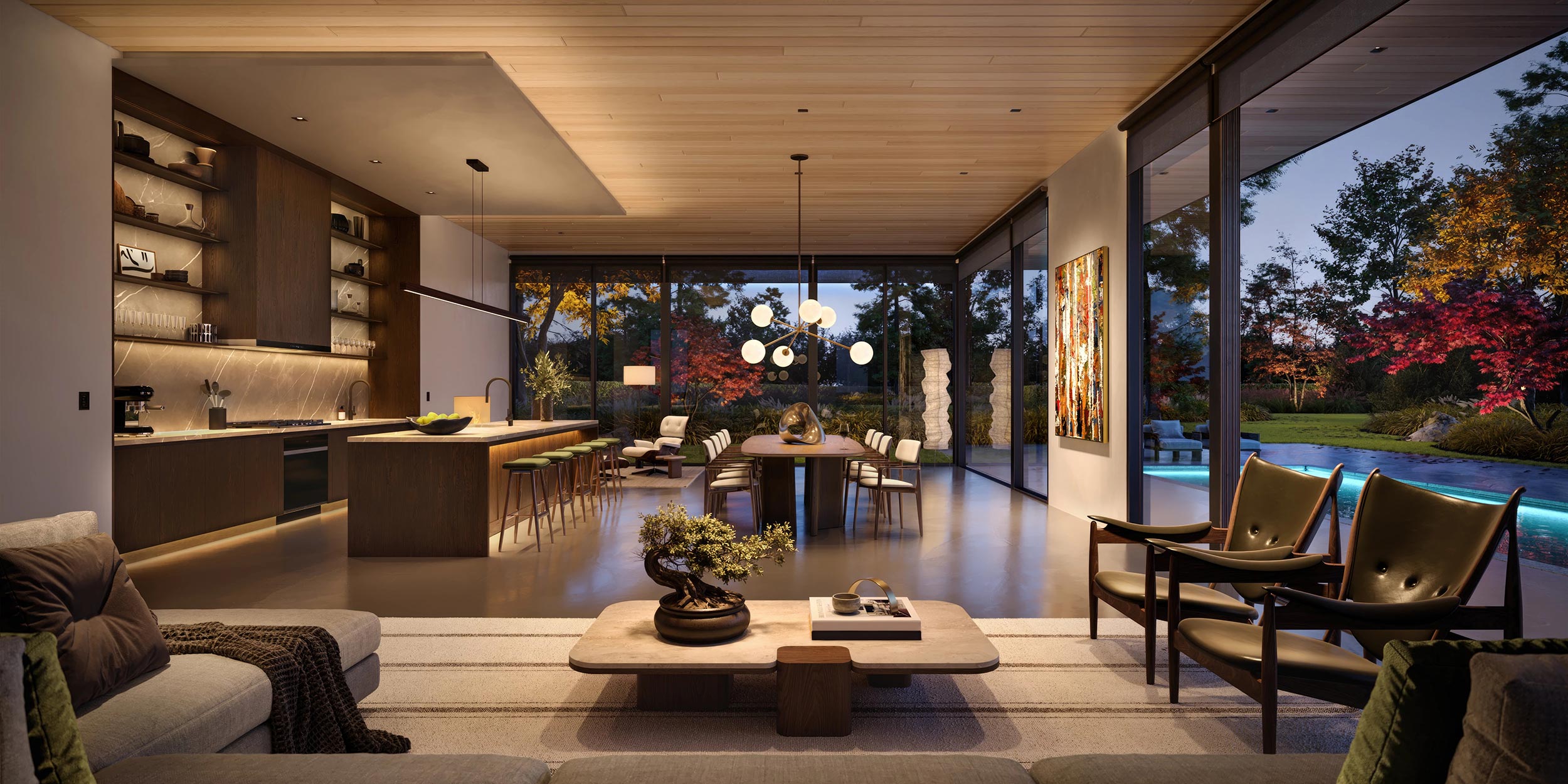 Minimalist light control panel mounted on a white wall near a staircase.